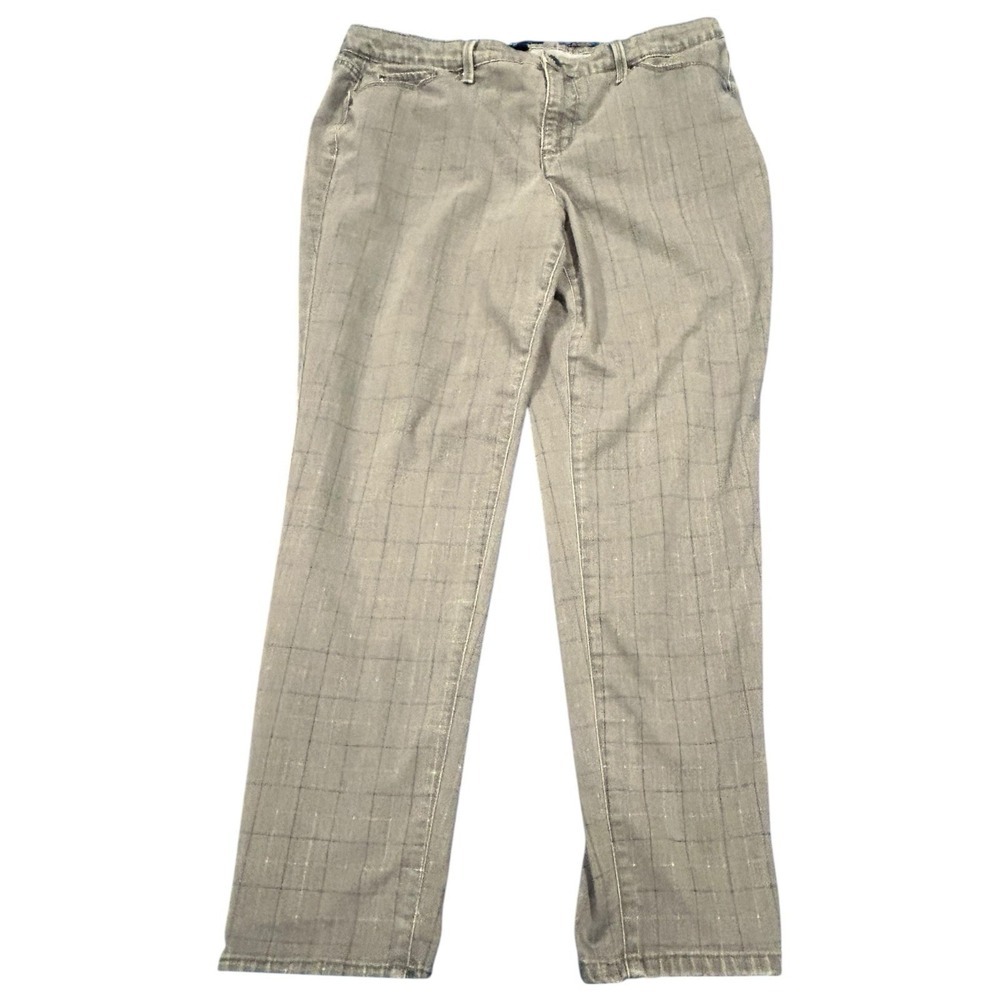 Charter Club Bristol Skinny Ankle Jeans Grey Plaid Pattern Size 16